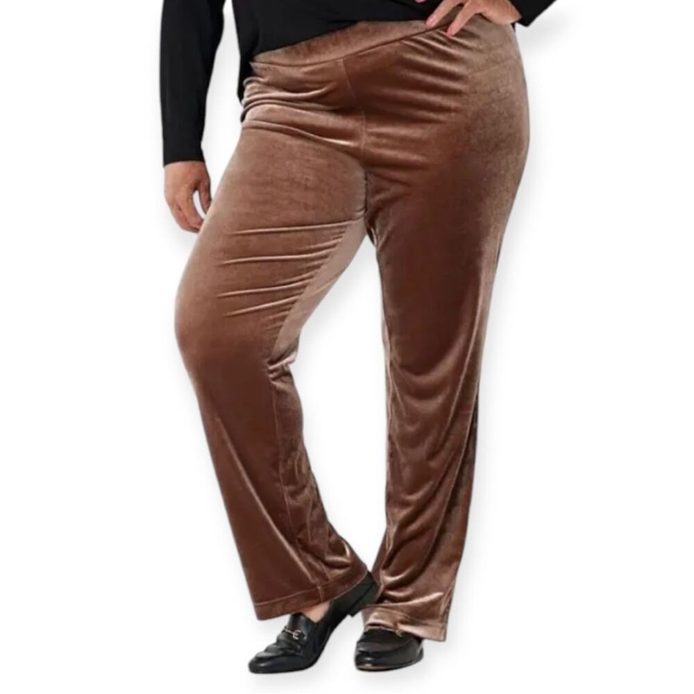 Isaac Mizrahi Live! Tall velour lounge pants in hickory brown Size 3XT